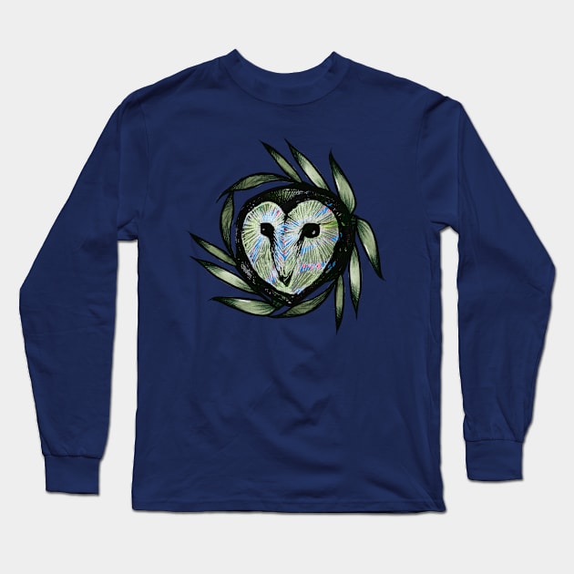 Owl Face Watches You At Night Long Sleeve T-Shirt by bubbsnugg